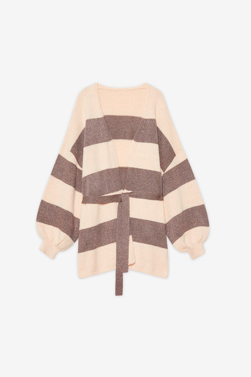 THALIA BRONZE GLITTER STIRPE CARDI