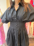 PLEAT BAG POPLIN DR BLACK