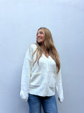 PEARLS WINTER WHITE CARDIGAN