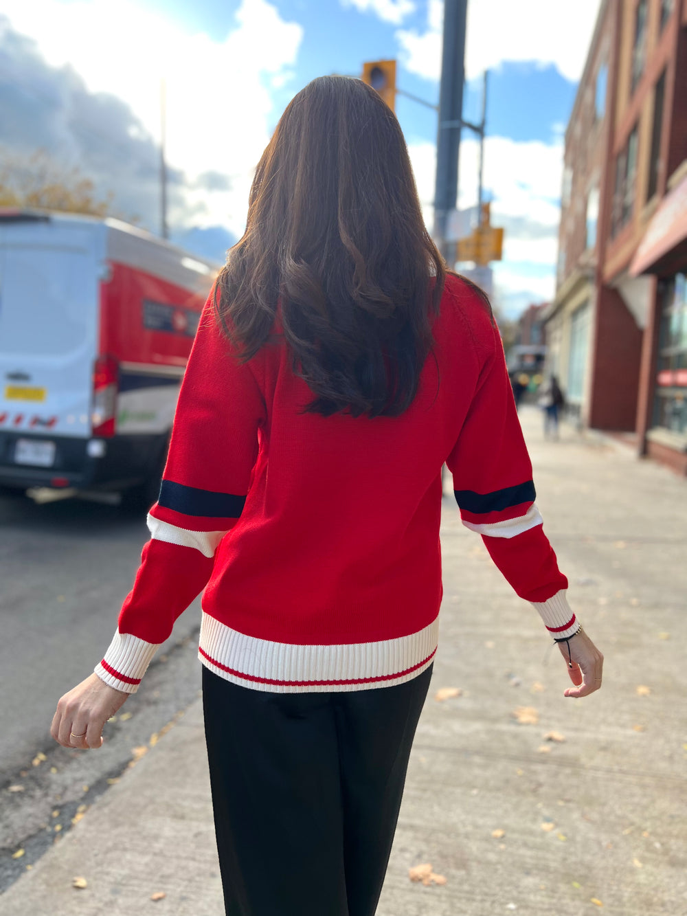 RED ROYAL CREST CARDI