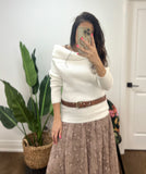 MARILYN WHITE OFF SHOULDER SWEATER