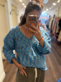 MIXED BLUES VNECK SWEATER