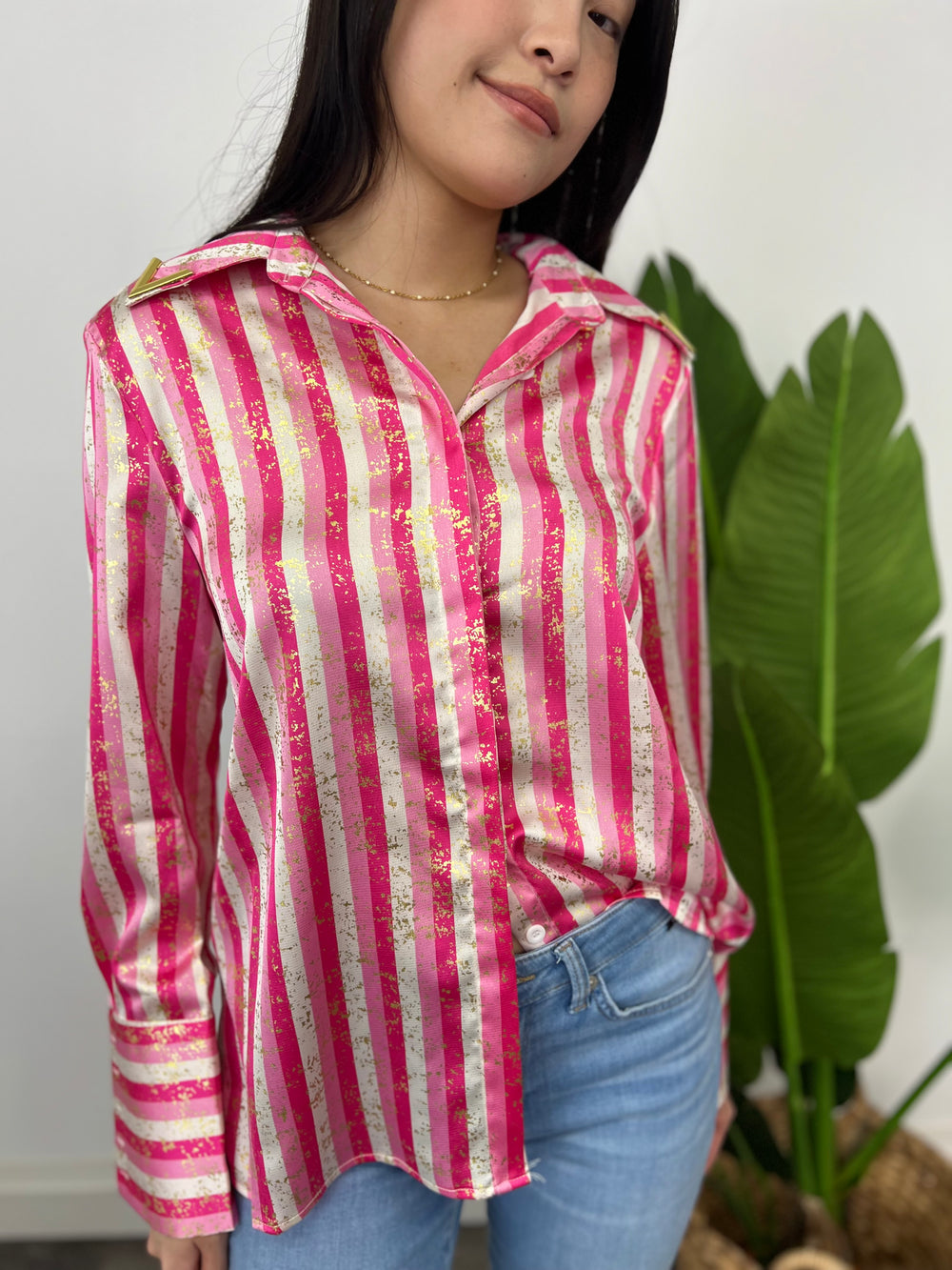 NASHVILLE BARBIE GOLD STRIPE BLOUSE