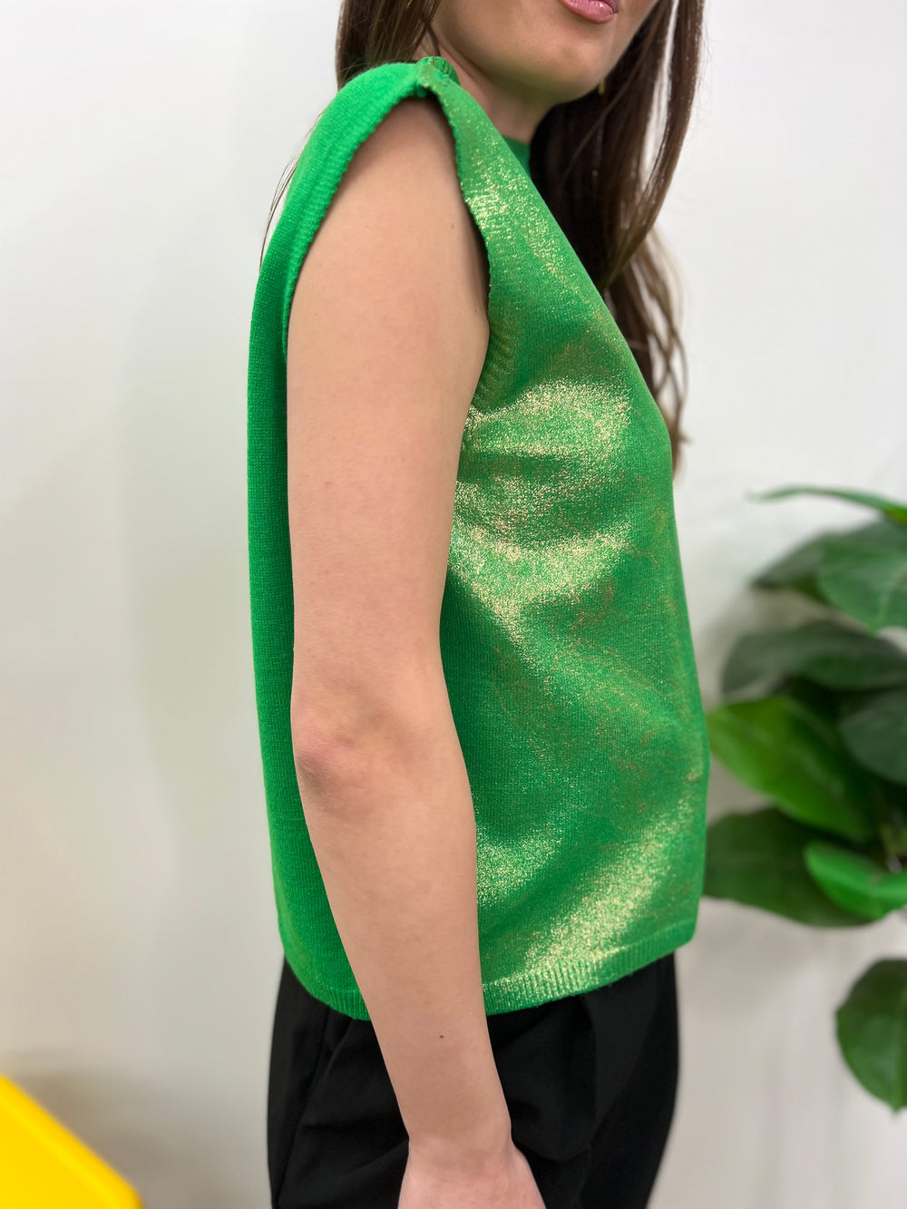 THE GREEN SOFT FOIL GOLD TOP VEST