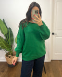 GREEN INSIDE OUT BIG SLV SWEATER