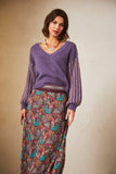 MELI PURPLE GOLD TRIM SWEATER