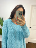 SKY BLUE CHENILLE POPCORN HOODIE