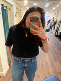 BUBBLE HEM BLACK TEE