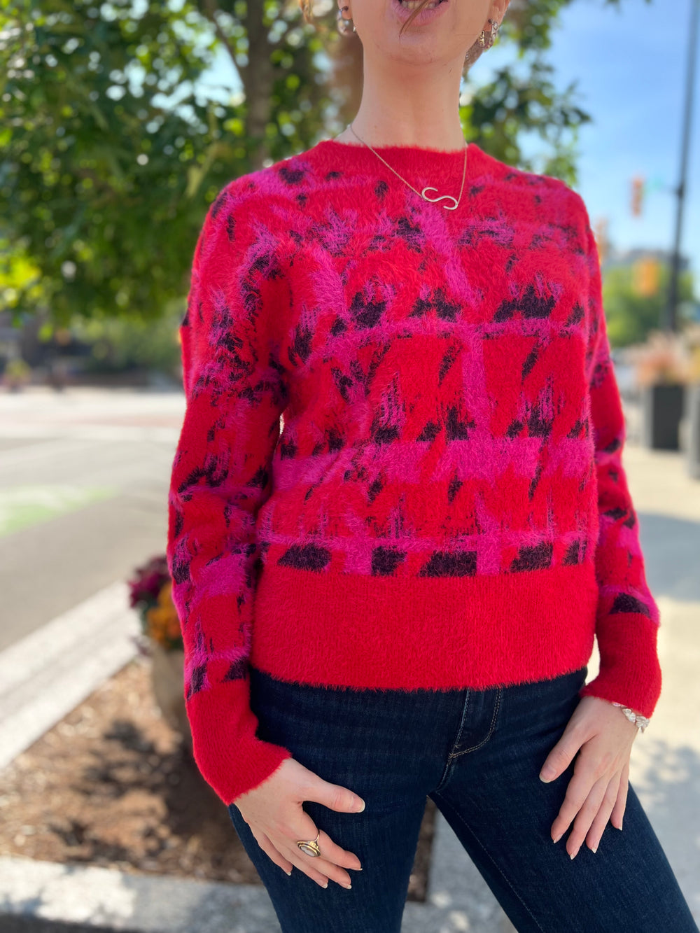 RED PINK SOFT DISCO SWEATER