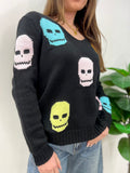 PASTEL SKULLS BLK SWEATER MIRACLE