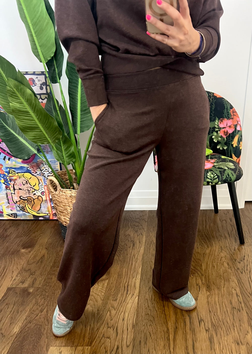UMBER BRWN KNIT PULL UP W/POCKTS
