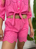 THE EYELET SHORTS PINK W/BELT