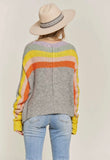 H GREY COLOUR STRIPE LIGHT SWEATER