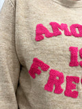 AMOUR IS FRENCH TAN WINTER SWEATER