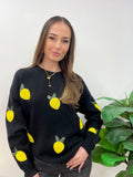 LEMON SEQUIN BLACK SWEATER