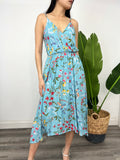 BLOSSOM TREE AQUA SPAG LONG DRESS