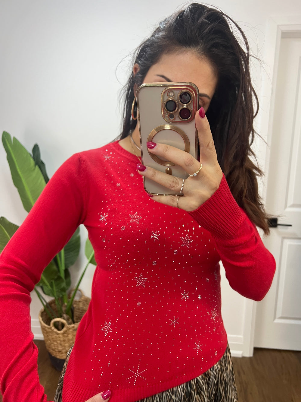RAZZLE RED STARS IN SKY SWEATER