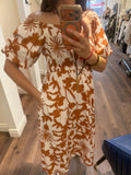 AMPERE DRESS BROWN MIDAXI