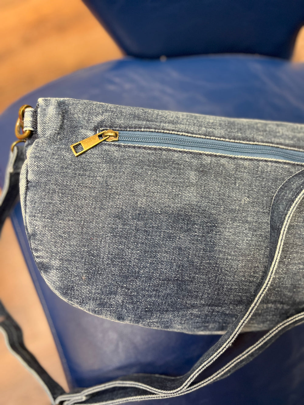 STEPH Dark DENIM LARGE CROSSBODY DOUBLE