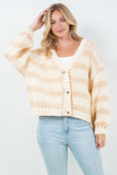 NEW HAVEN TAUPE STRIPE CHUNKY CARDI