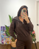 UMBER BROWN SOFT KNIT QUARTER ZIP