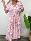 LUCY PINK CREPE CHERRY DRESS