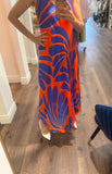 ORANGE BLUE DOUBLE V SILK MAXI