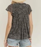 PAISLEY BOHO BABY DOLL CHIFF TOP