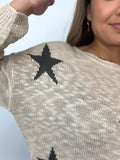 NATURAL ARMY STAR LIGHT SWEATER