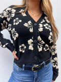 DEELY EMBOSSED TAN FLORAL BLACK CARDI