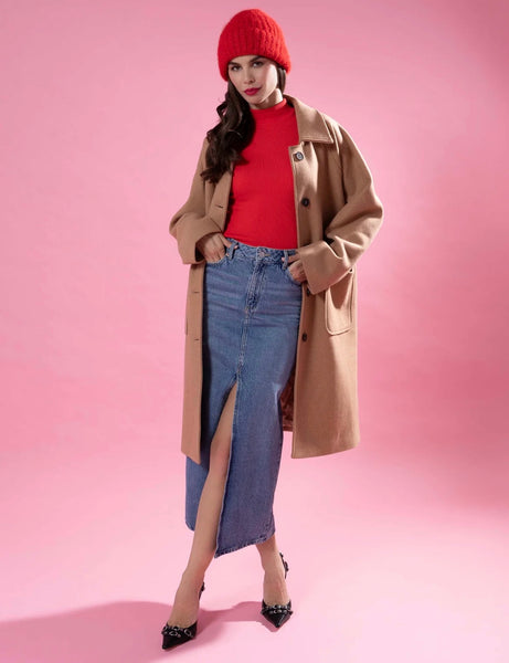 CAMEL DRIVING OVERCOAT RELAX FIT