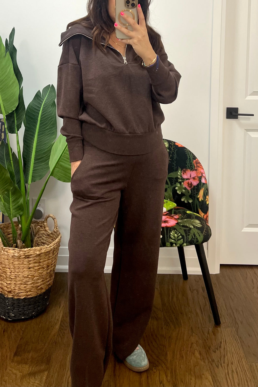 UMBER BRWN KNIT PULL UP W/POCKTS