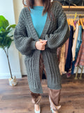 OLIVE CABLE SOFT MID DUSTER CARDI