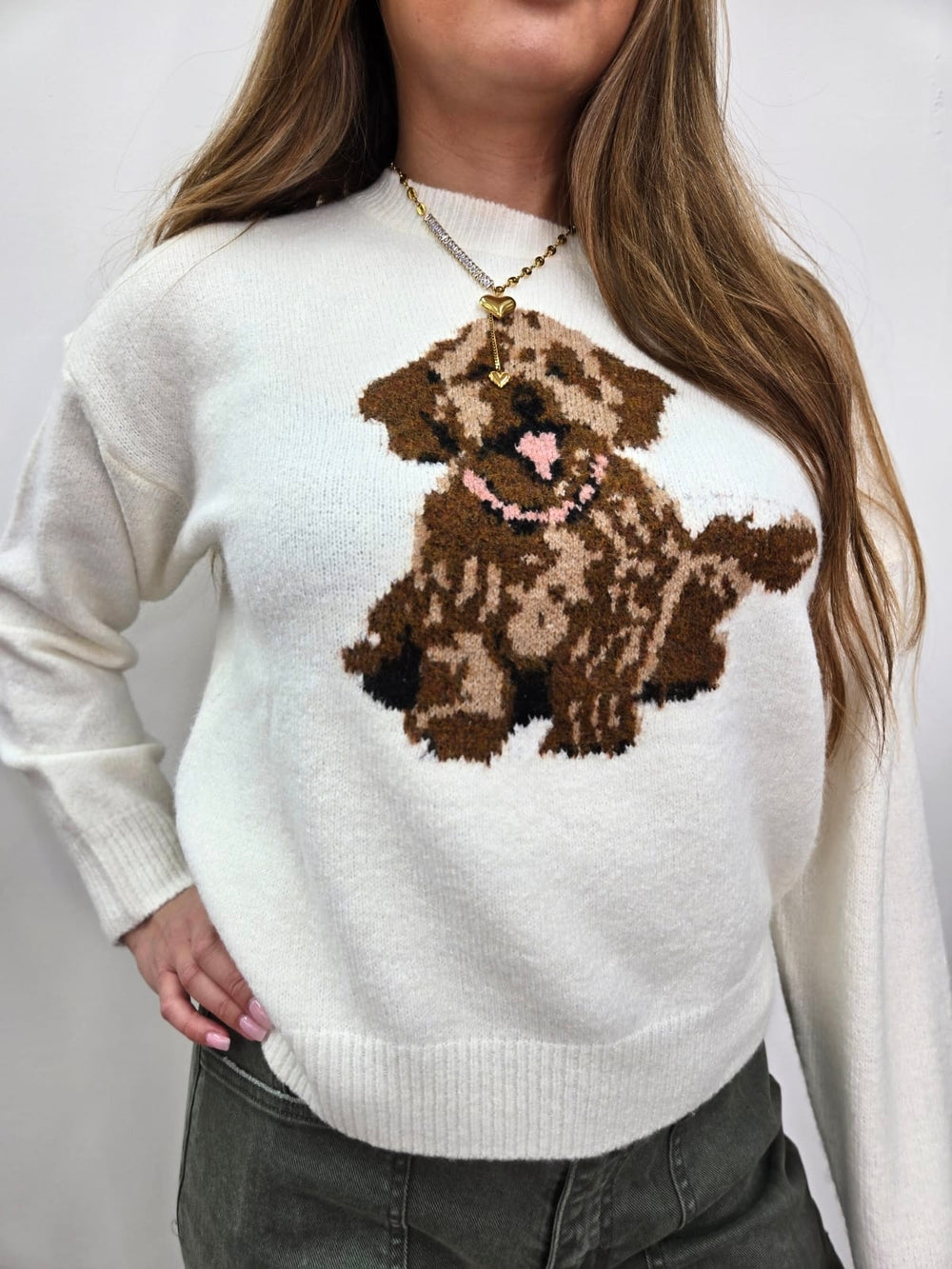 JASPER THE CUTE DOG WHITE SWEATER