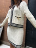 CABLE WHITE SWEATER SKIRT SET