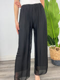 DILETTA BLACK SILK PULL UP PANT