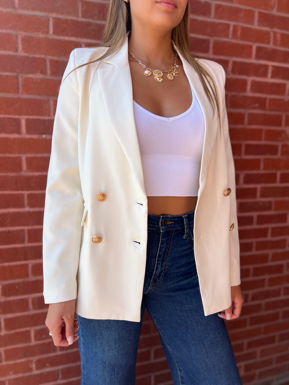 VORREI VANILLA DOUBLE BREAST BLAZER