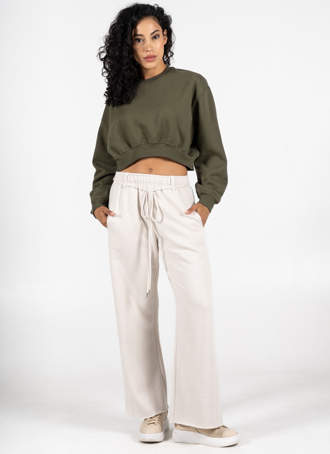 WIDE LEG RECYCLED LATTE SWEATS