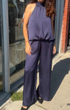 CREPE NAVY HIGH NECK TIE S/LESS
