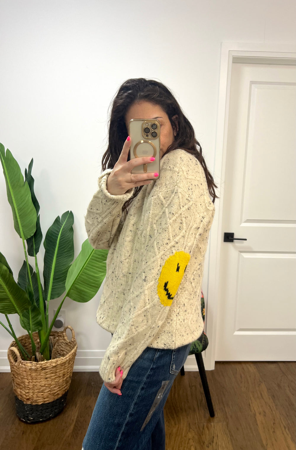 BATHAV SPECKLED CREAM L/S TUNIC DRESS
