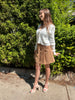 BRAILEY CAMEL SELF TIE MINI SKIRT