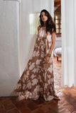 CHLOE BEIGE SKETCH HALTER MAXI