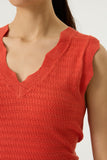 RUSTY ORANGE KNIT TANK SCALLOPED