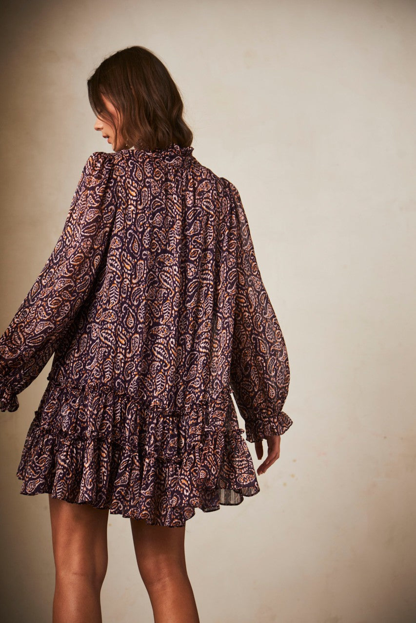 SANDY PAISLEY LUREX BOHO DRESS