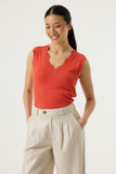 RUSTY ORANGE KNIT TANK SCALLOPED