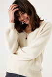 ZADIE ECRU VNECK EYELASH SWEATER