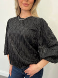 THE WAVE BLK GLAMOUR BLOUSE