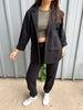 SORAYA FLEECE JEWELED BLACK BLAZER