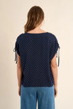 LITTLE NAVY WHITE DOT S/SLV TOP