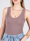 TEXTURED MOCHA SEAMLESS V TANK
